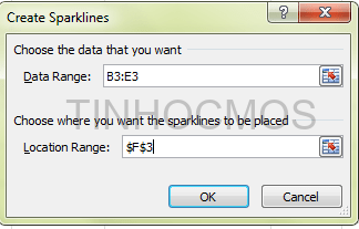 Nhập vị trí đặt Sparkline trong hộp thoại Create Sparklines