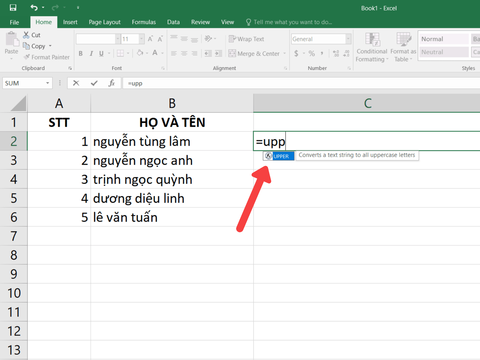 Cách chuyển chữ thường sang chữ in hoa trong Excel và ngược lại