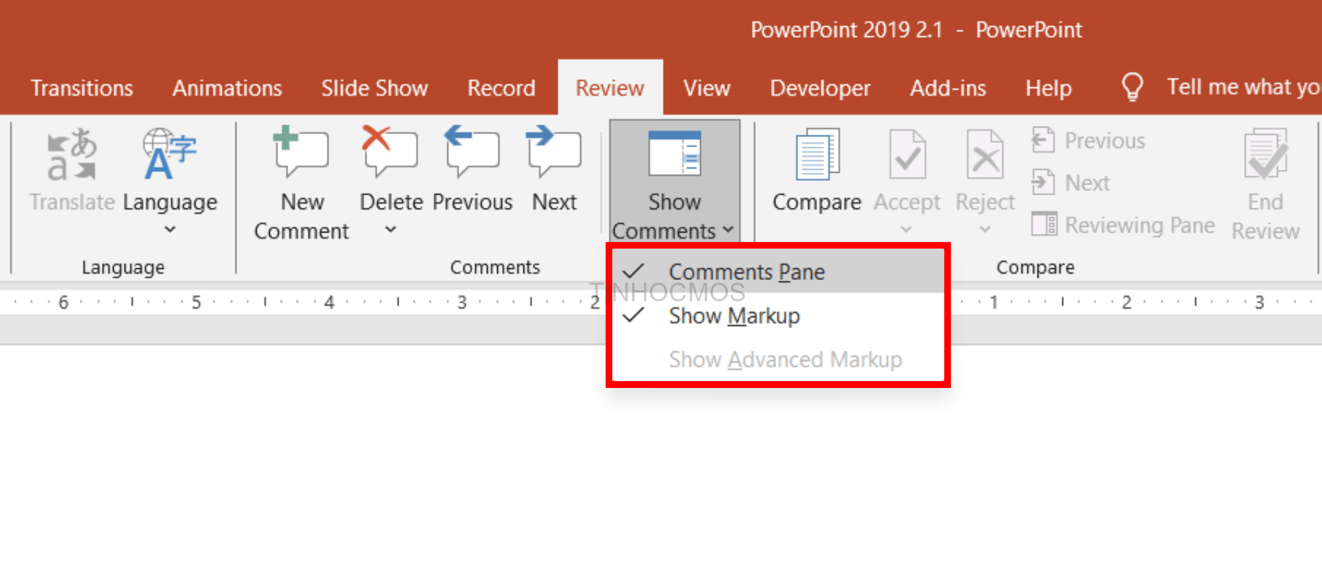 Cách ẩn hiện comment trong Powerpoint