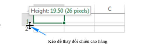 Đặt kích cỡ dòng/cột trong Excel