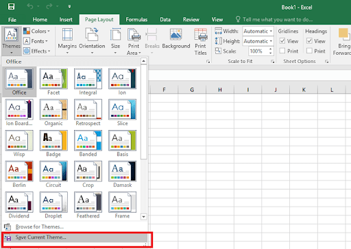 thay đổi chủ đề sổ tính trong Excel