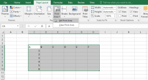 thiết lập vùng in trong excel