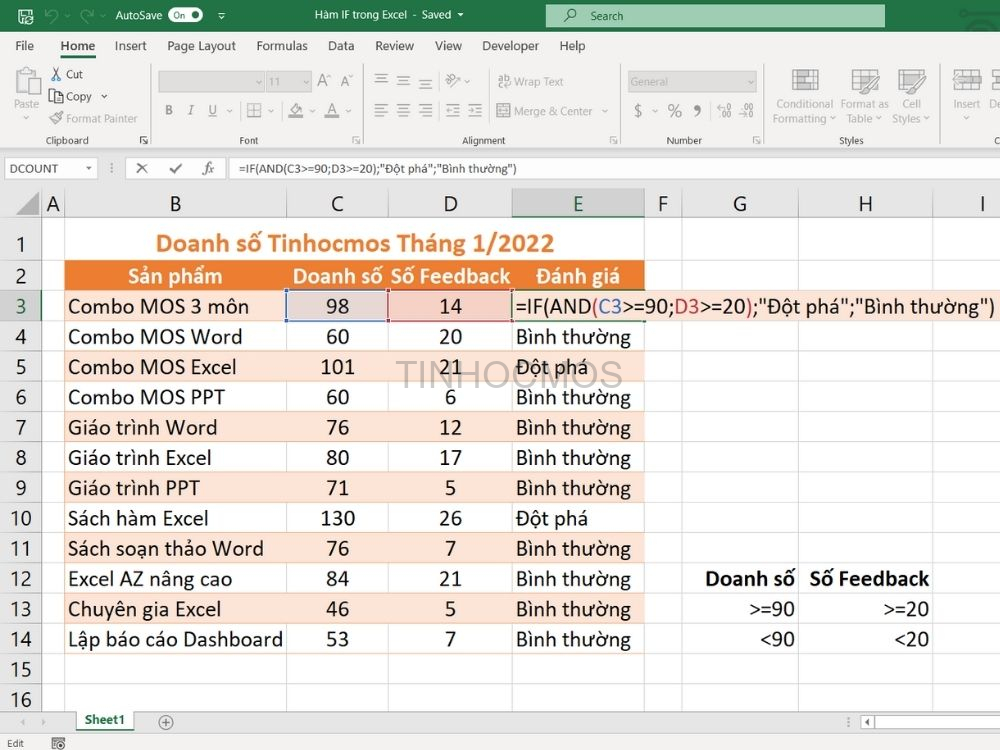 hàm if trong excel