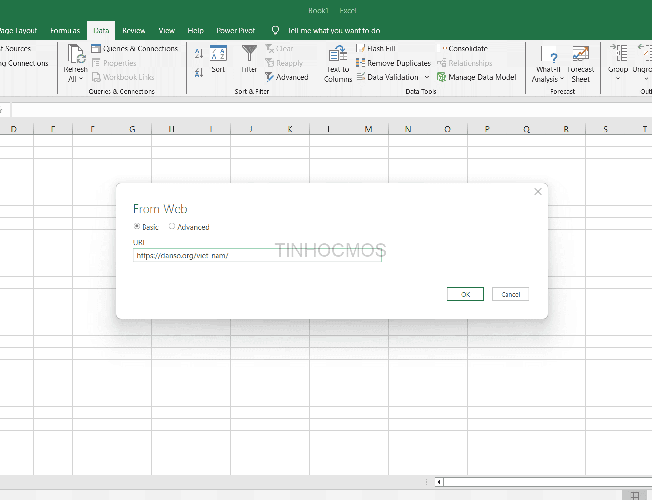 Lấy dữ liệu từ Website vào Excel