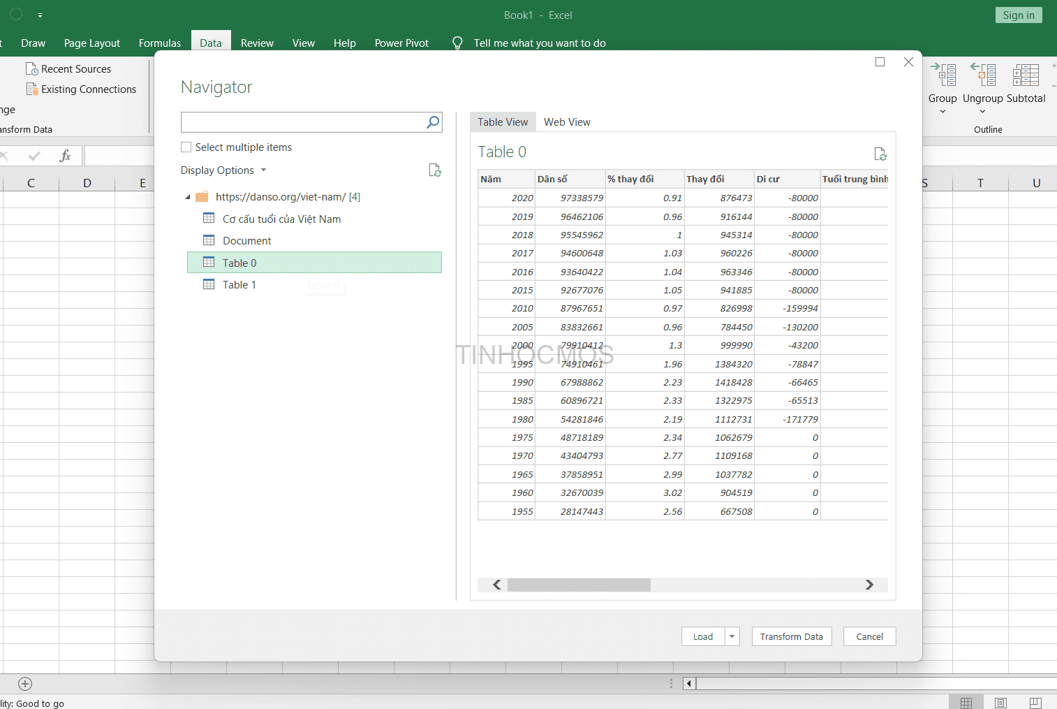 Lấy dữ liệu từ Website vào Excel