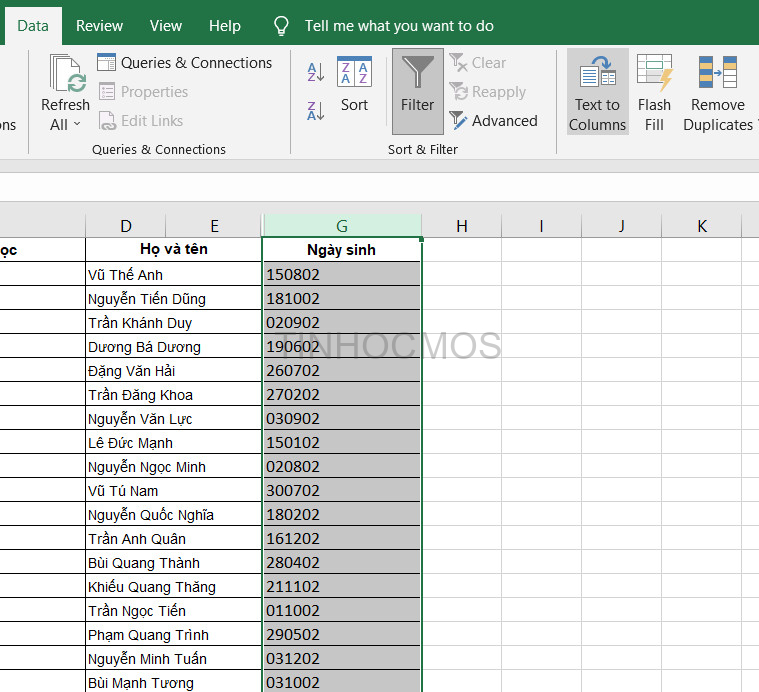 lỗi định dạng ngày tháng trong Excel