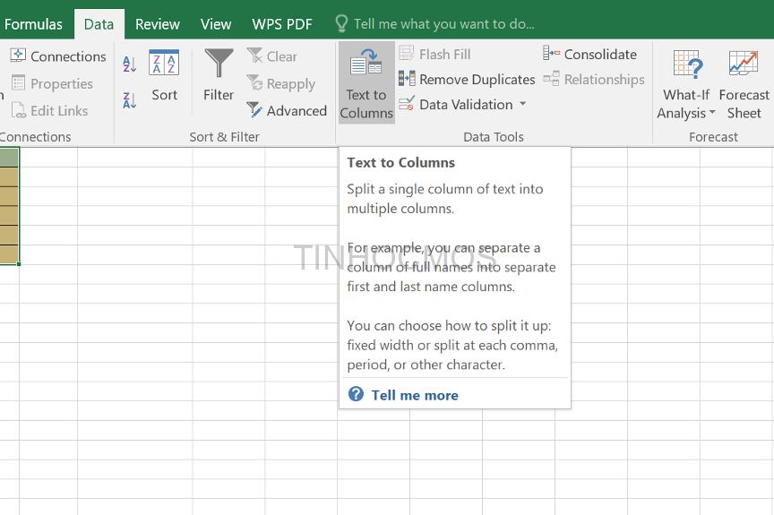 tách 1 ô thành nhiều ô trong Excel