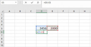 phép trừ trong Excel