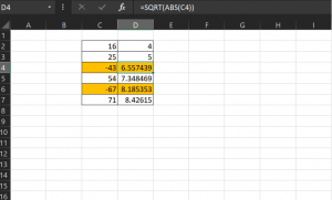 hàm căn bậc 2 trong Excel