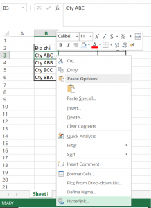 hyperlink trong Excel