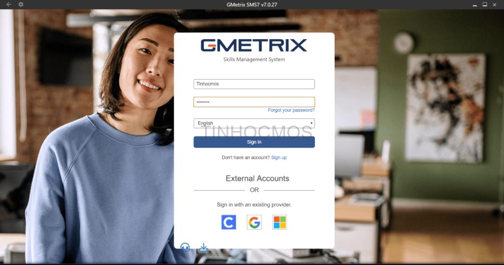 Đăng nhập vào ứng dụng Gmetrix để thi thử MOS 2019