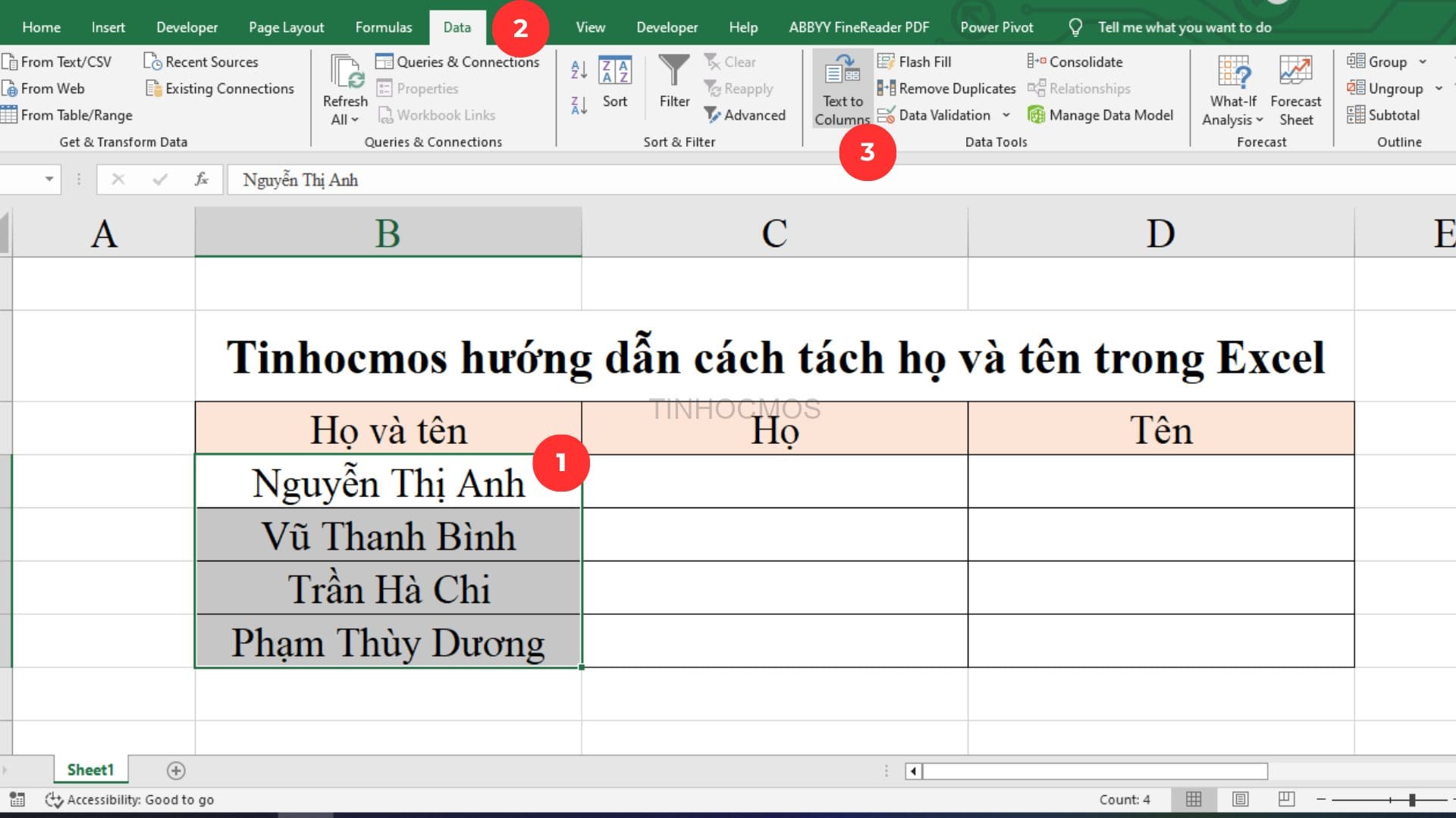 Bước 1 - Text to Columns