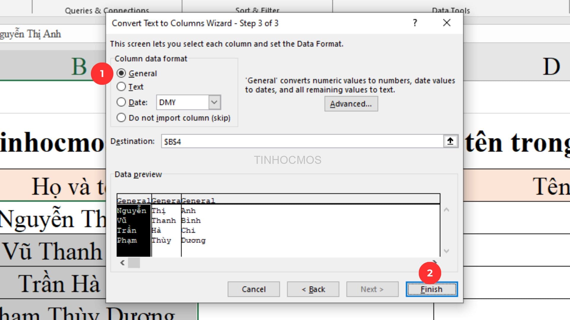 Bước 4 - Text to Columns