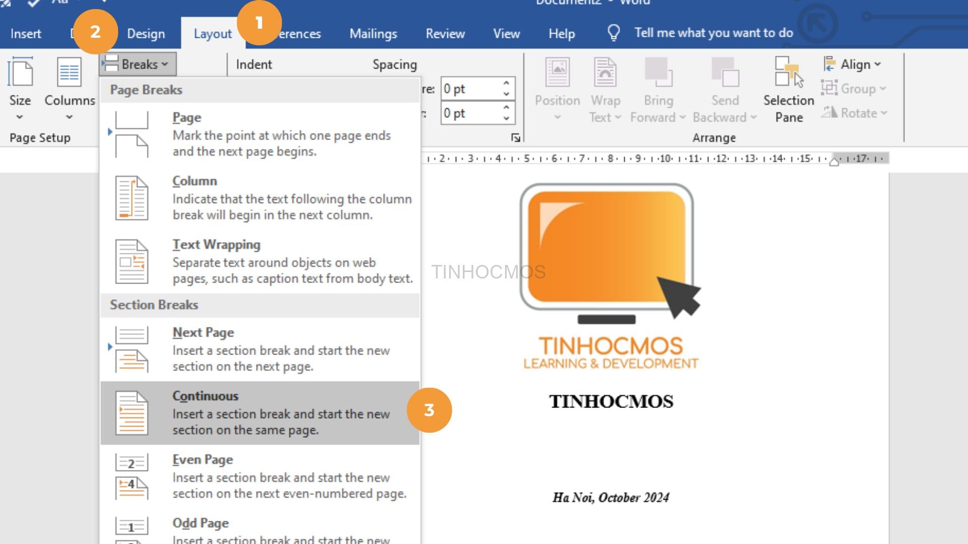 Bước 2: Tạo Section mới